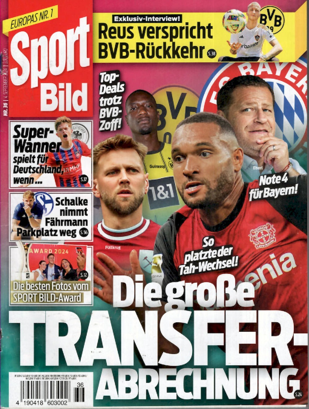 Sport Bild Magazin Deutschland 2024-36 Marco Reus Serhou Guirassy Niclas Füllkrug
