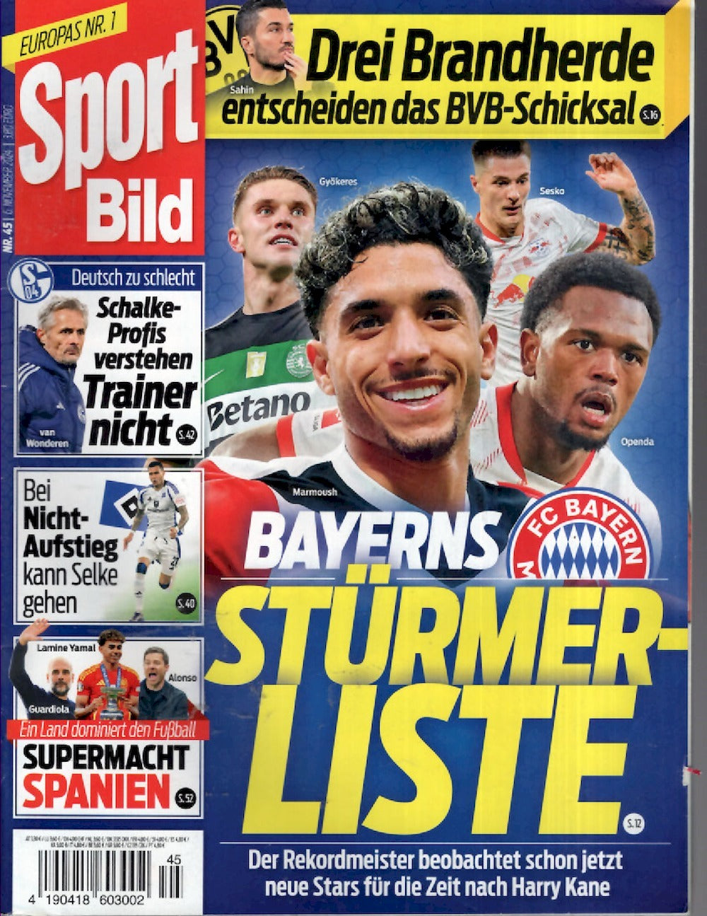 Sport Bild Magazin Deutschland 2024-45 Davie Selke Omar Marmoush Lois Openda