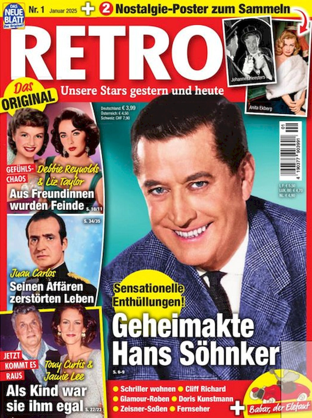Retro Magazin Deutschland 2025-01 Hans Söhnker Tony Curtis Anita Ekberg Johannes Heesters + Poster