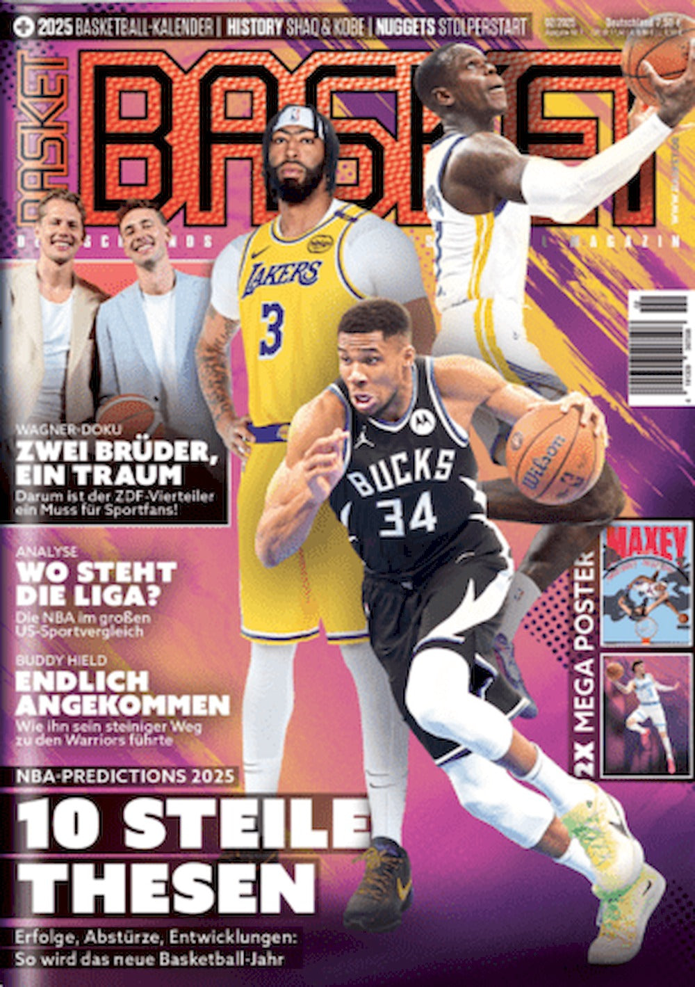Basket Magazin Deutschland 2025-02 Buddy Hield Tyrese Maxey + Poster
