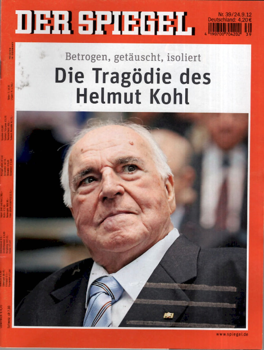 Der Spiegel Magazin Deutschland 2012-39 Helmut Kohl