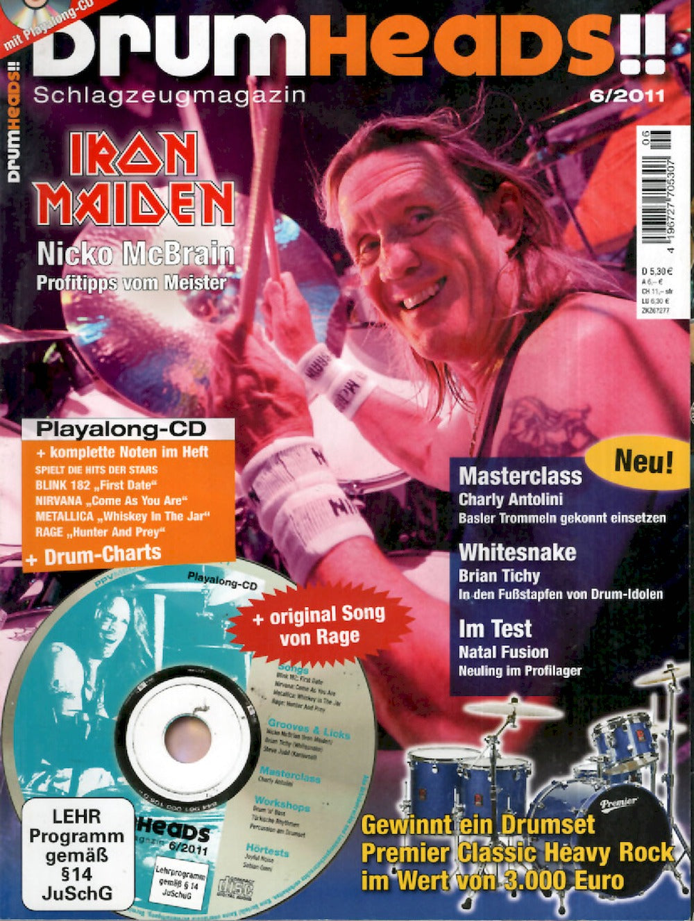 Drumheads Magazin Deutschland 2011-06 Iron Maiden Nicko McBrain Brian Tichy + CD