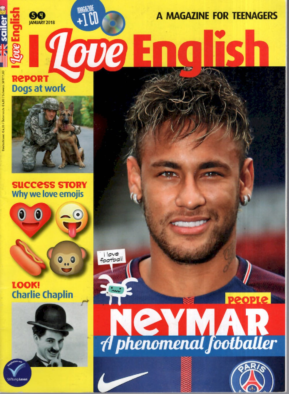 I Love English Magazin Deutschland 2018-01 Neymar Charlie Chaplin #54