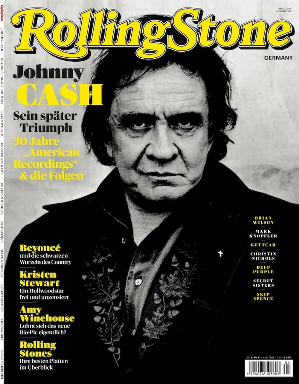 Rolling Stone Magazin Deutschland 2024-04 Johnny Cash Beyonce Kristen Stewart #354 + CD
