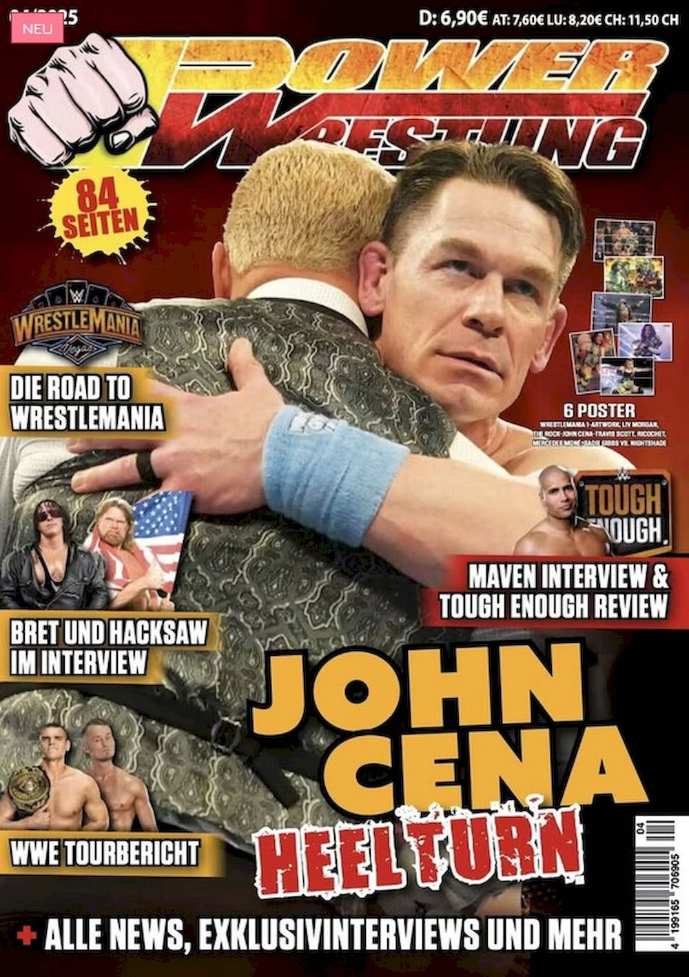 Power Wrestling Magazin Deutschland 2025-04 John Cena Bret Hart Hacksaw Jim Duggan + Poster