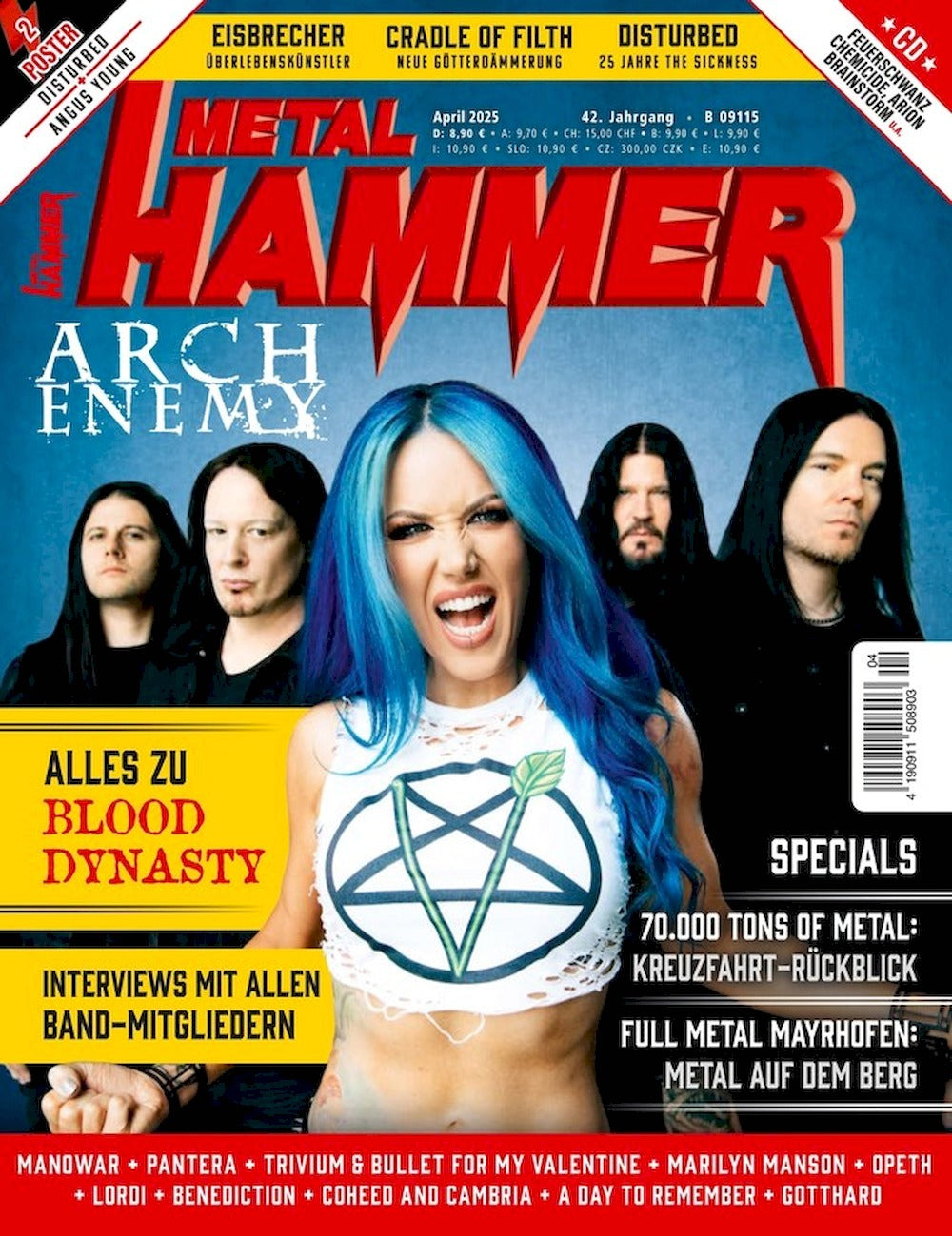 Metal Hammer Magazin Deutschland 2025-04 Arch Enemy Eisbrecher Angus Young + CD + Poster