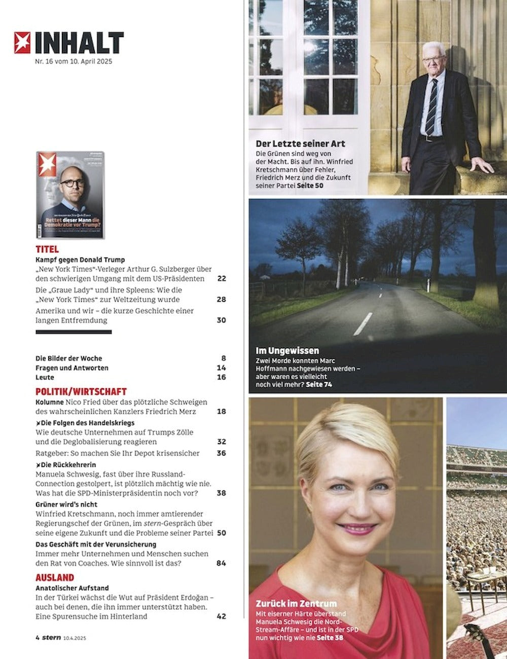 Stern Magazin Deutschland 2025-16 Arthur Gregg Sulzberger Donald Trump