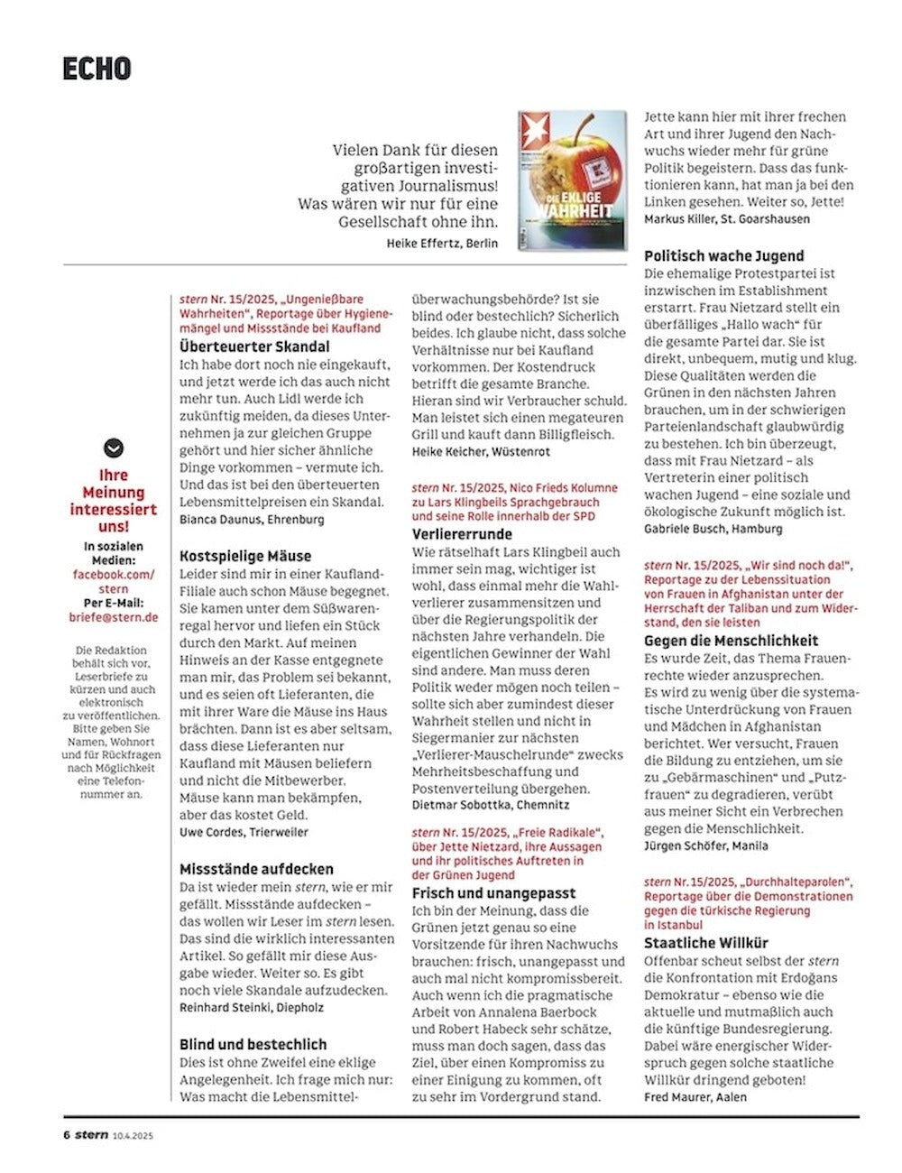 Stern Magazin Deutschland 2025-16 Arthur Gregg Sulzberger Donald Trump