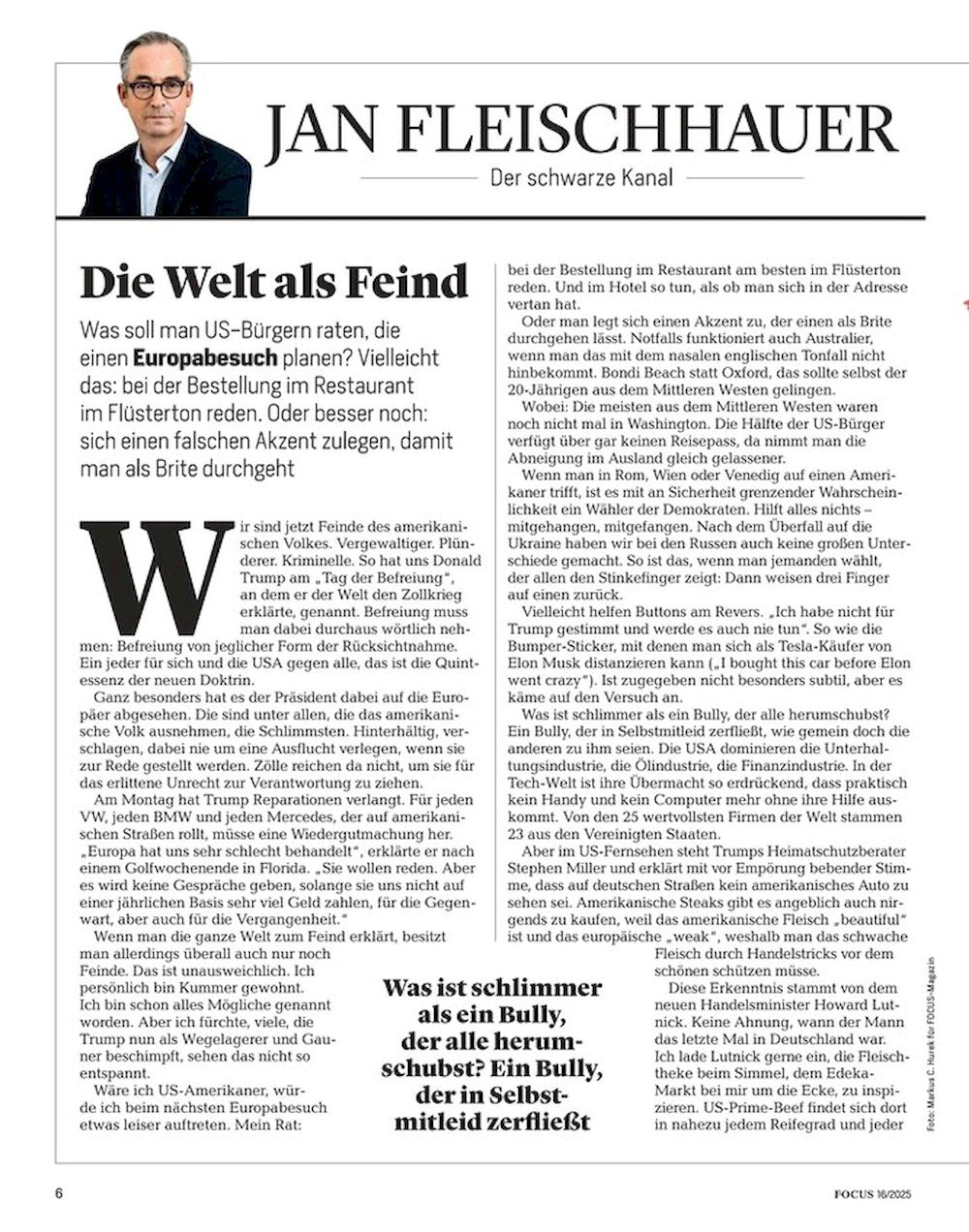 Focus Magazin Deutschland 2025-16 Donald Trump Owen Cooper