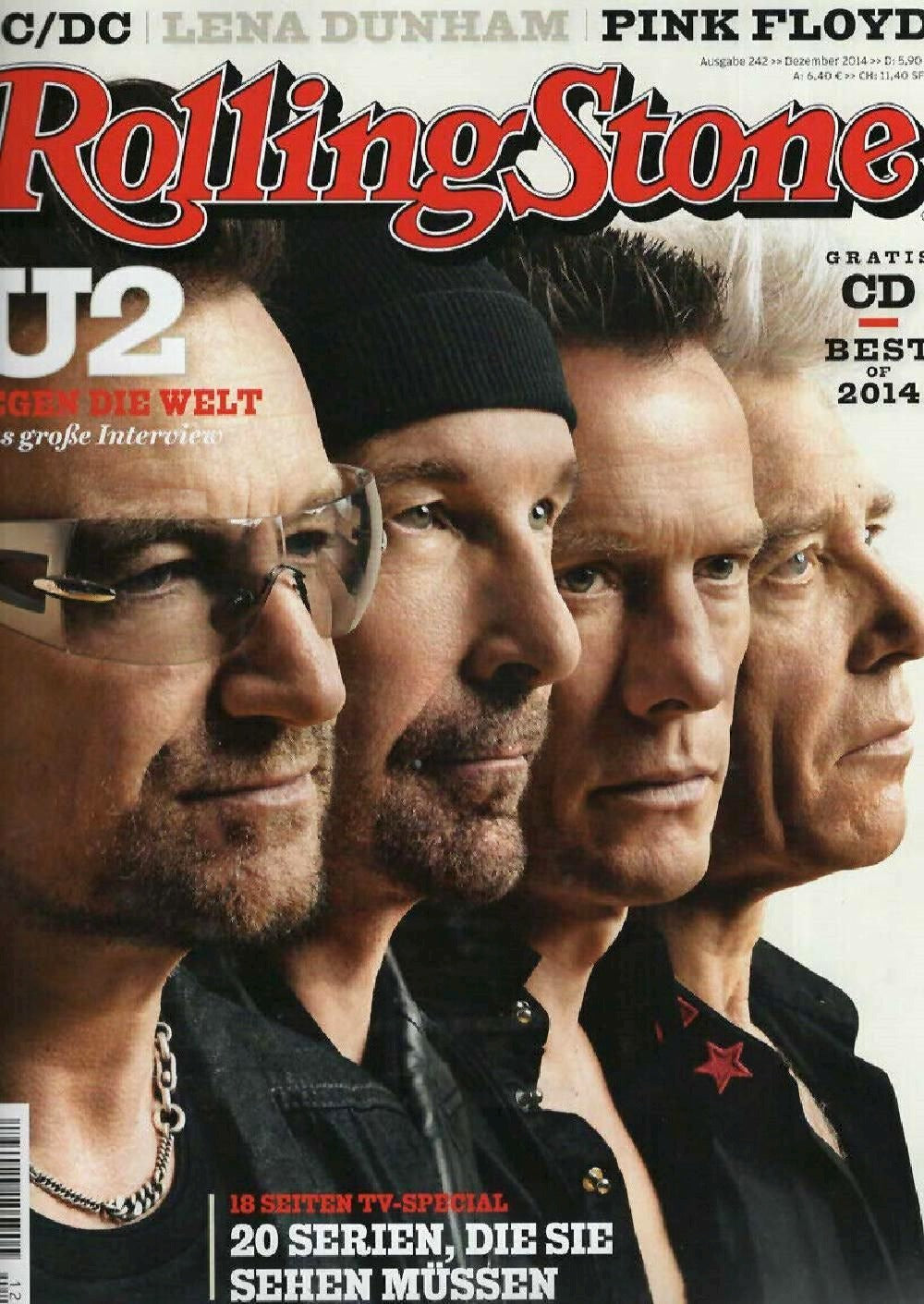 Rolling Stone Magazin Deutschland 2014-12 U2 Bono Lena Dunham #242 + CD