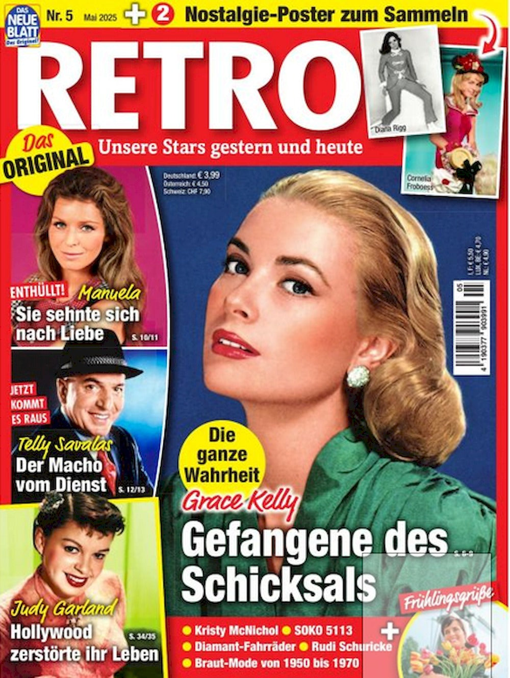 Retro Magazin Deutschland 2025-05 Grace Kelly Judy Garland Diana Rigg + Poster