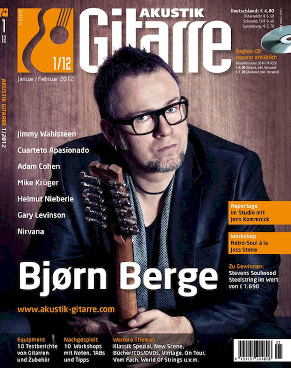 Akustik Gitarre Magazin Deutschland 2012-01 Bjørn Berge Jimmy Wahlsteen Adam Cohen Mike Kruger Helmut Nieberle