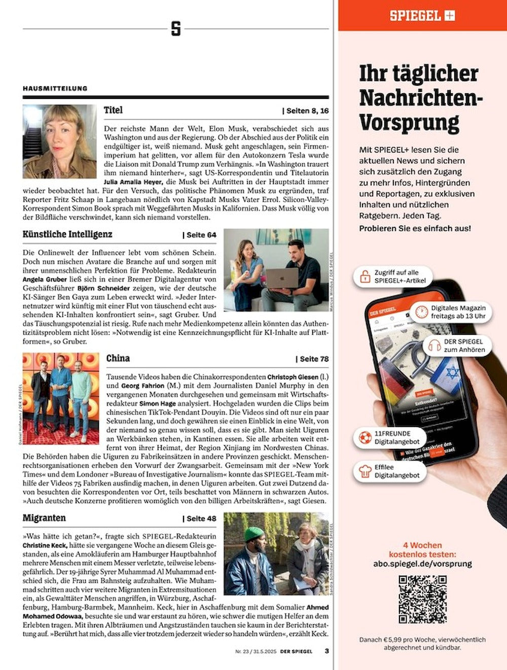 Der Spiegel Magazin Deutschland 2025-23 Elon Musk Donald Trump