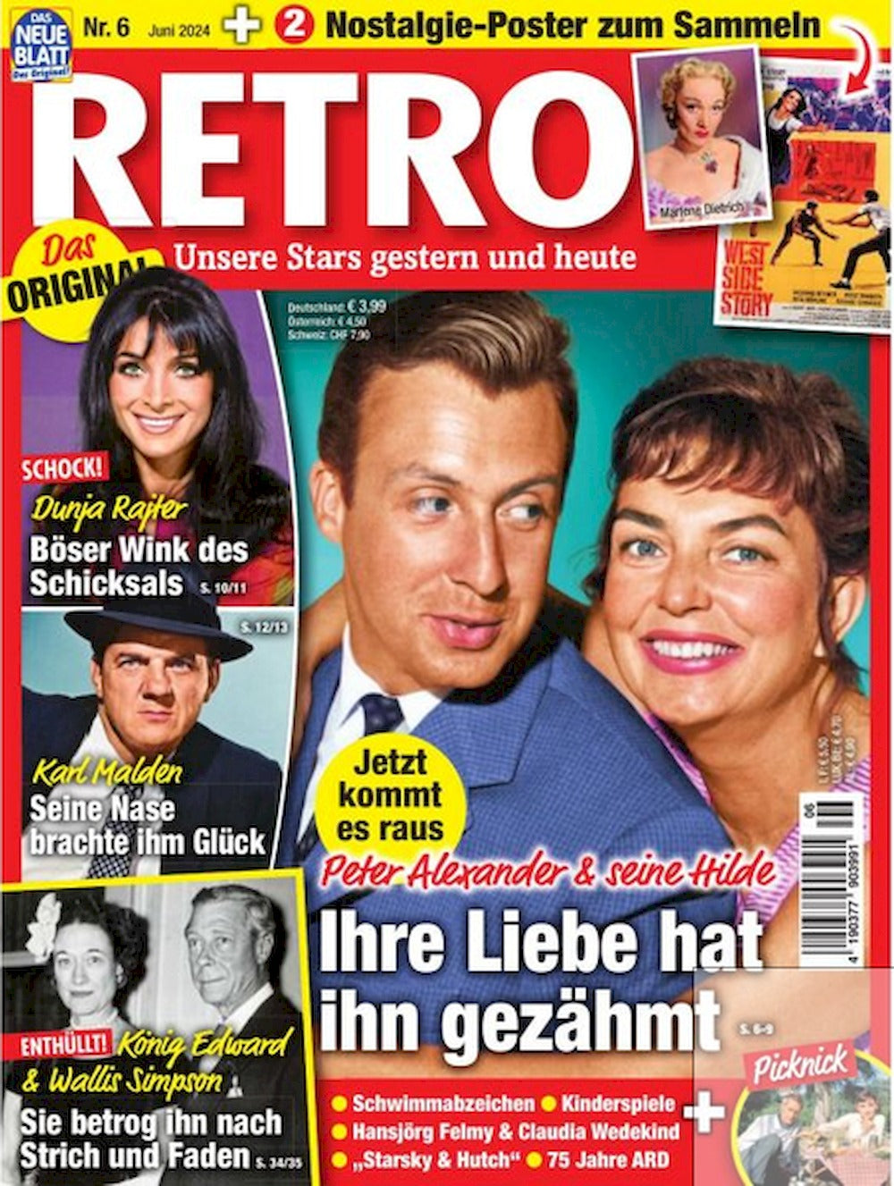 Retro Magazin Deutschland 2025-06 Peter Alexander Karl Malden Marlene Dietrich + Poster