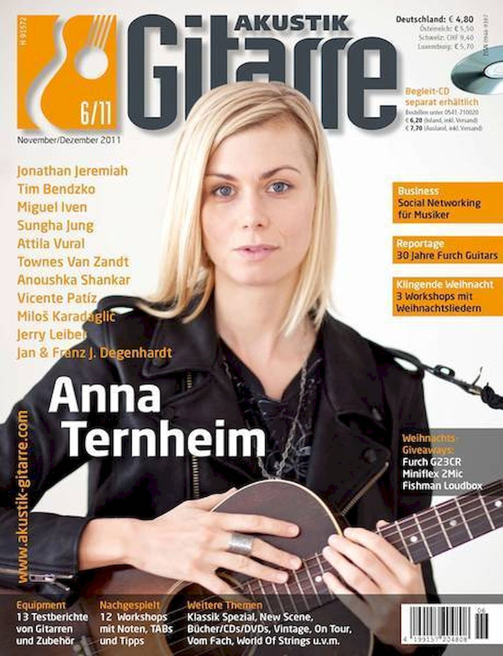Akustik Gitarre Magazin Deutschland 2011-06 Anna Ternheim Jonathan Jeremiah Tim Bendzko Miguel Iven Sungha Jung