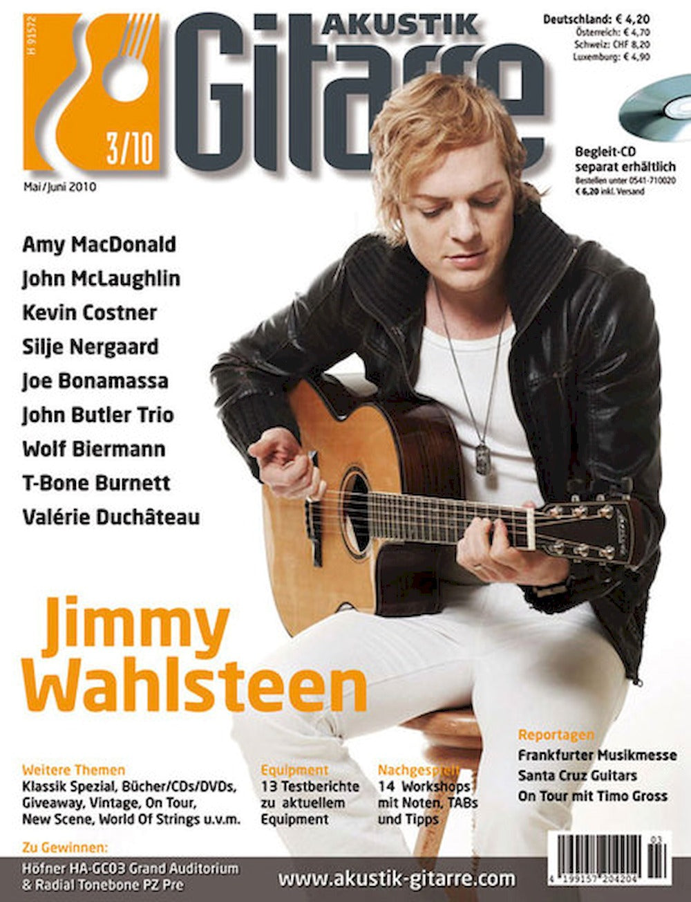 Akustik Gitarre Magazin Deutschland 2010-03 Jimmy Wahlsteen Amy MacDonald John McLaughlin Kevin Costner Silje Nergaard