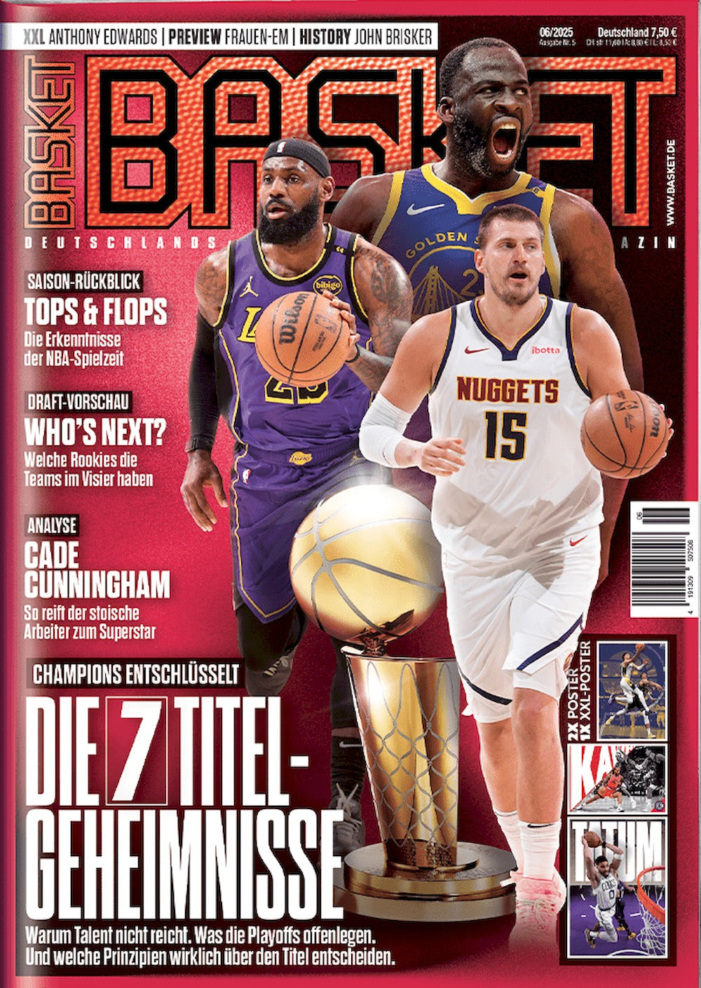 Basket Magazin Deutschland 2025-06 Nikola Jokic Cade Cunningham + Poster