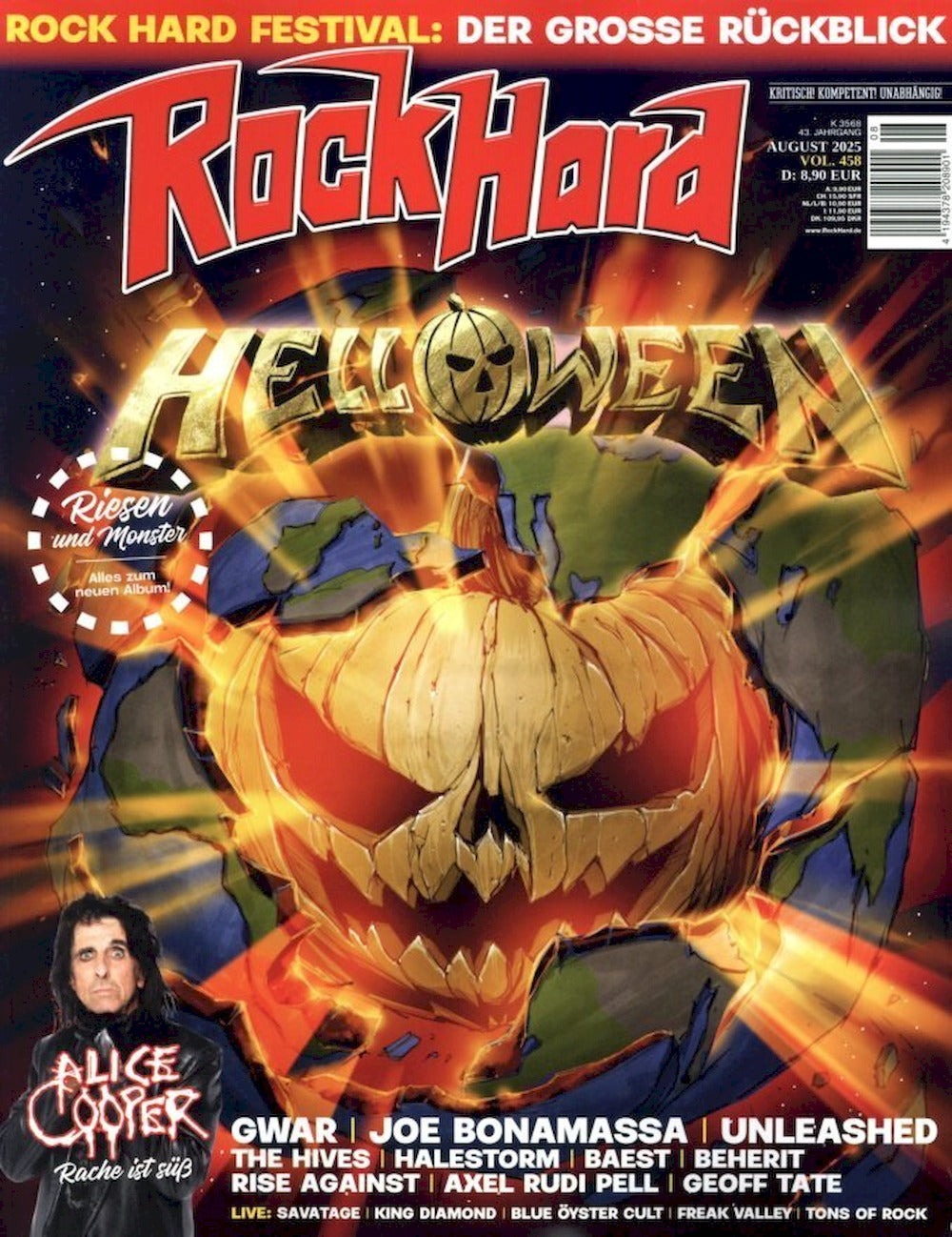 Rock Hard Magazin Deutschland 2025-08 Helloween Alice Cooper Gwar #458