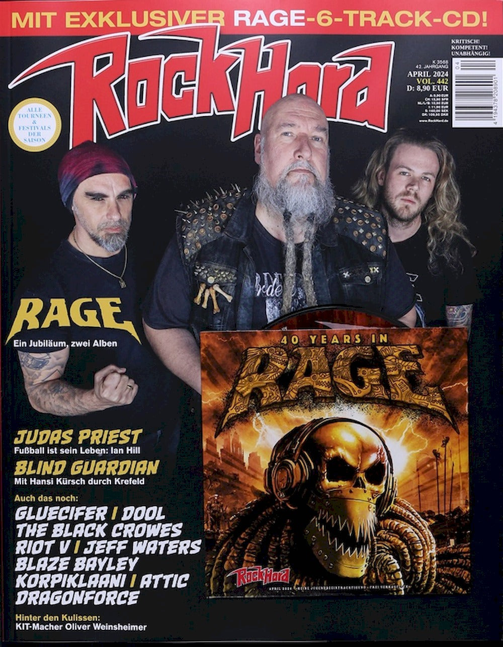 Rock Hard Magazin Deutschland 2024-04 Rage Judas Priest Blind Guardian #442 + CD