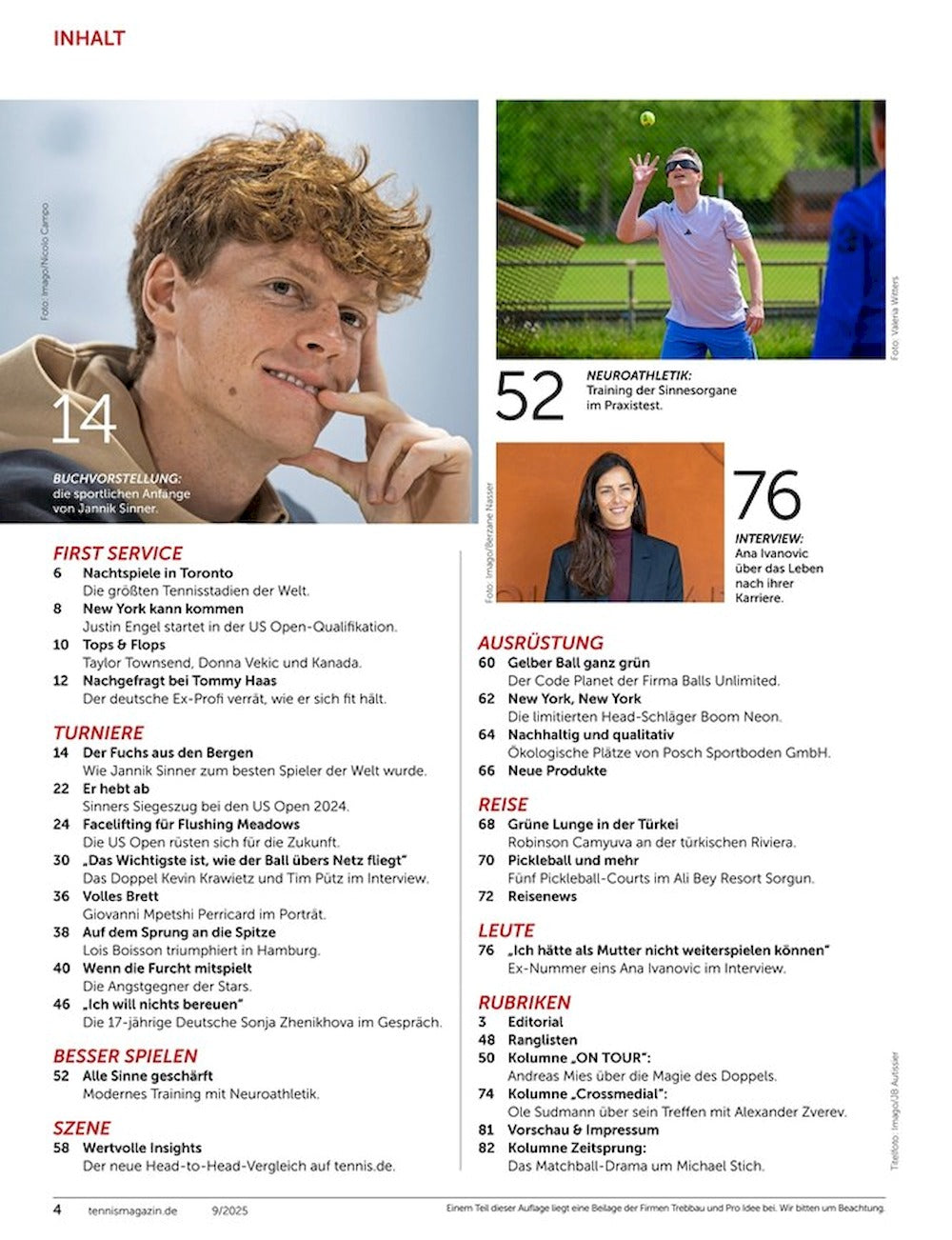 Tennis Magazin Deutschland 2025-09 Jannik Sinner
