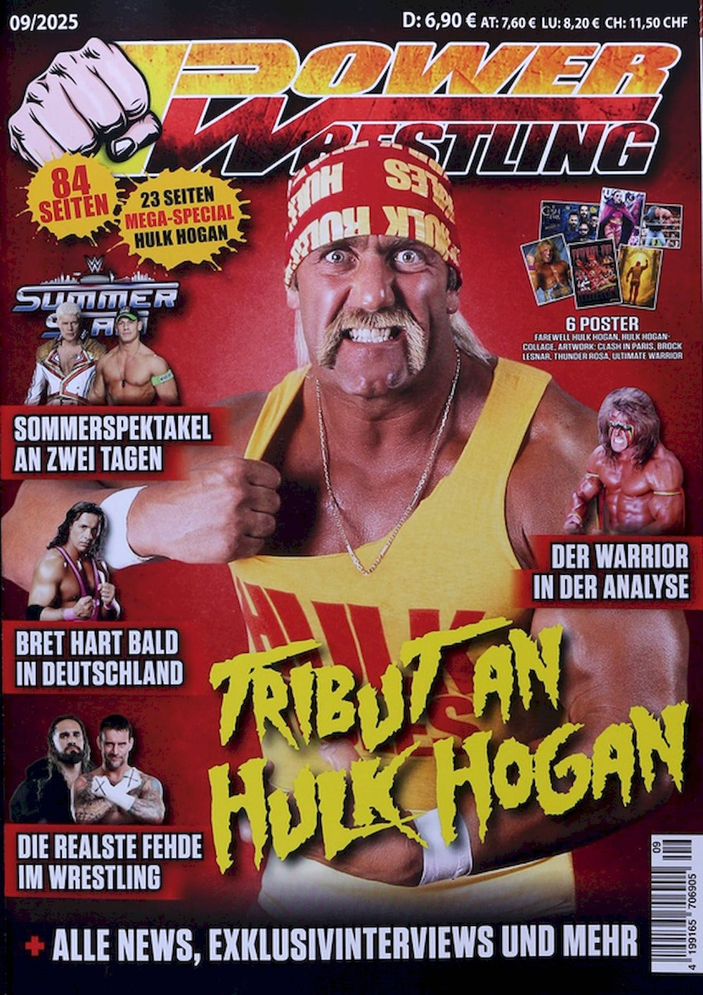 Power Wrestling Magazin Deutschland 2025-09 Hulk Hogan Bret Hart + Poster