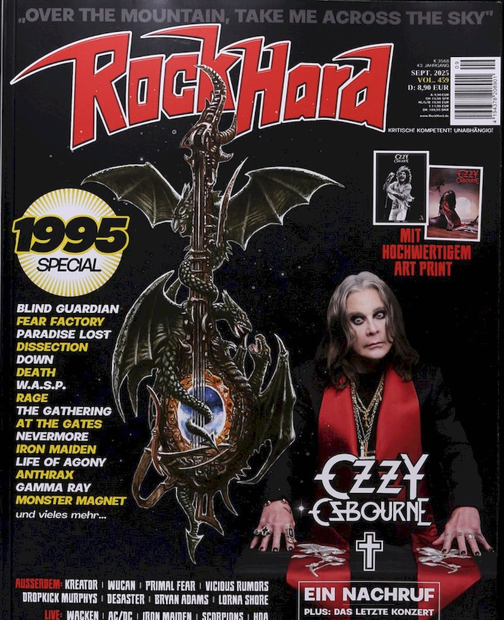 Rock Hard Magazin Deutschland 2025-09 Ozzy Osbourne #459 + Poster