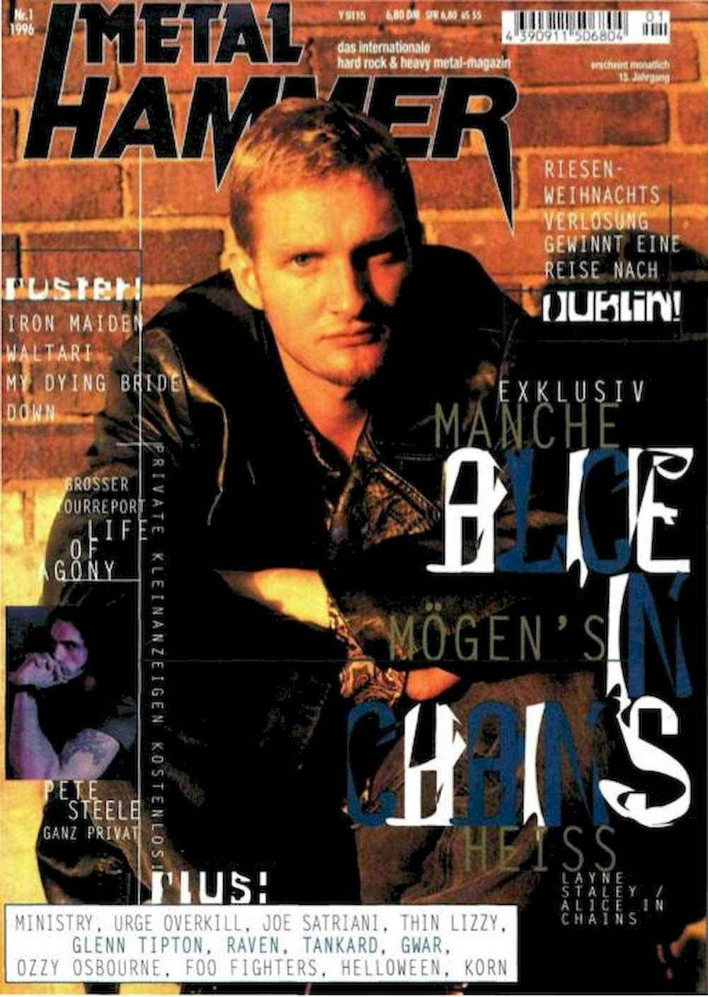 Metal Hammer Magazin Deutschland 1996-01 Layne Staley Iron Maiden + Poster