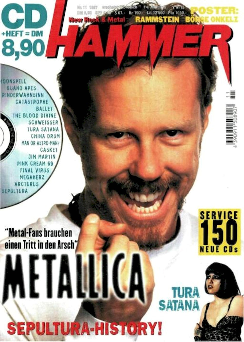 Metal Hammer Magazin Deutschland 1997-11 Metallica + Poster