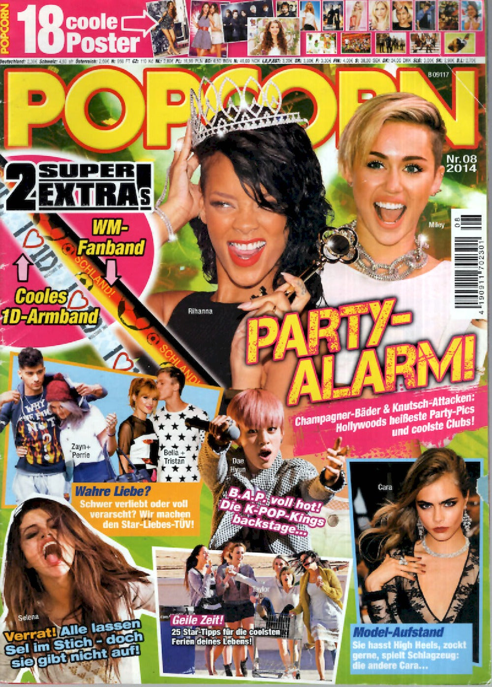 Popcorn Magazin Deutschland 2014-08 Rihanna Miley Cyrus Selena Gomez