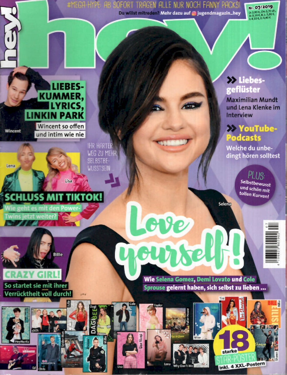 Hey Magazin Deutschland 2019-07 Selena Gomez Shawn Mendes Tini Stoessel Taylor Swift + Poster