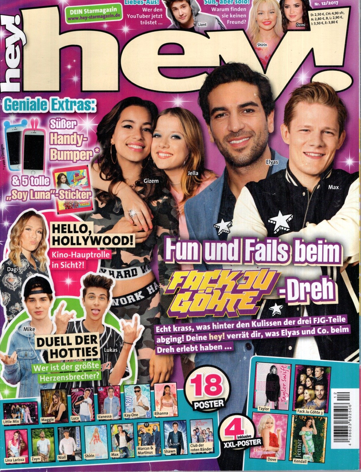 Hey Magazin Deutschland 2017-12 Elyas M'Barek Taylor Swift Dove Cameron + Poster
