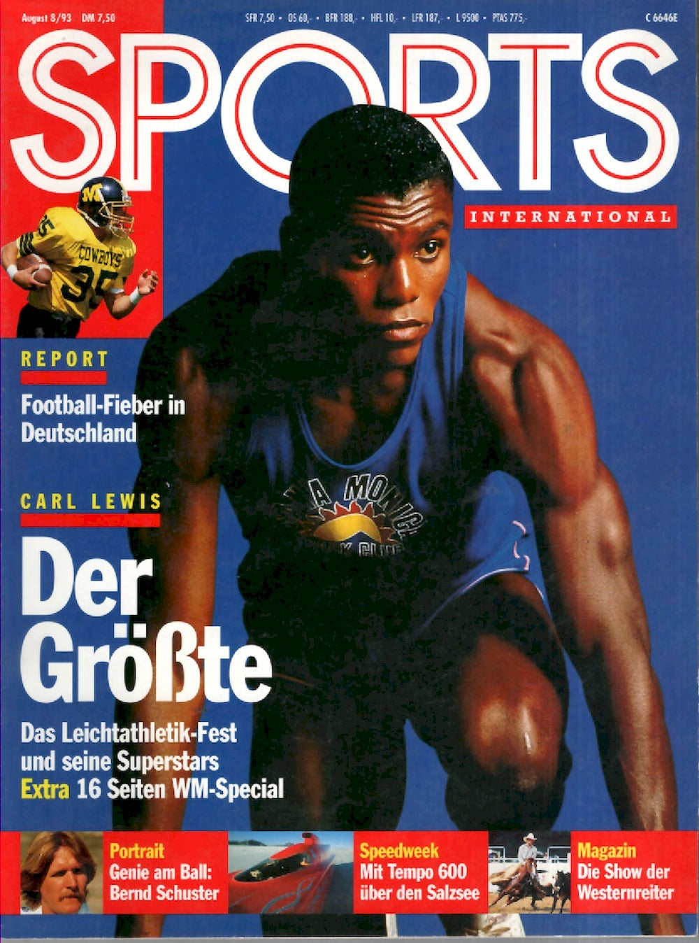 Sports International Magazin Deutschland 1993-08 Carl Lewis Bernd Schuster