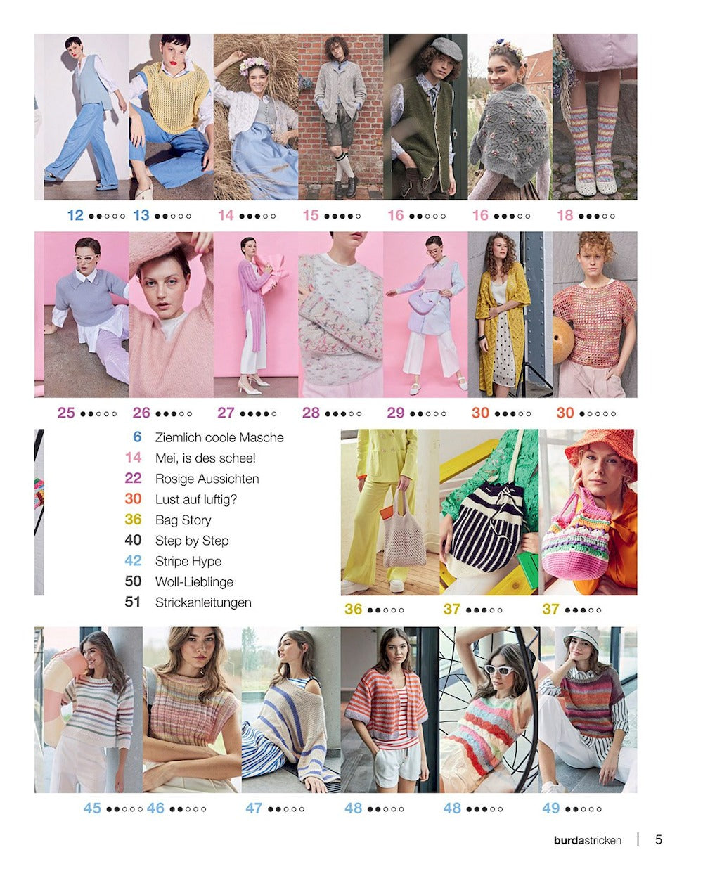 Burda Stricken Magazin Deutschland 2025-02 Strickmuster Sommer-Basics Häkeltaschen