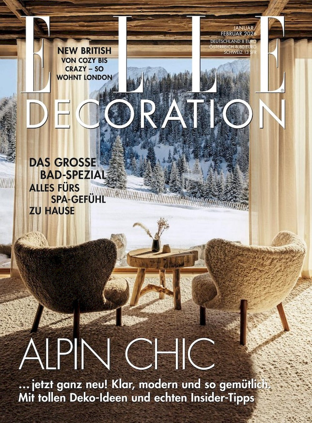 Elle Decoration Magazin Deutschland 2026-01 Alpin Chic British