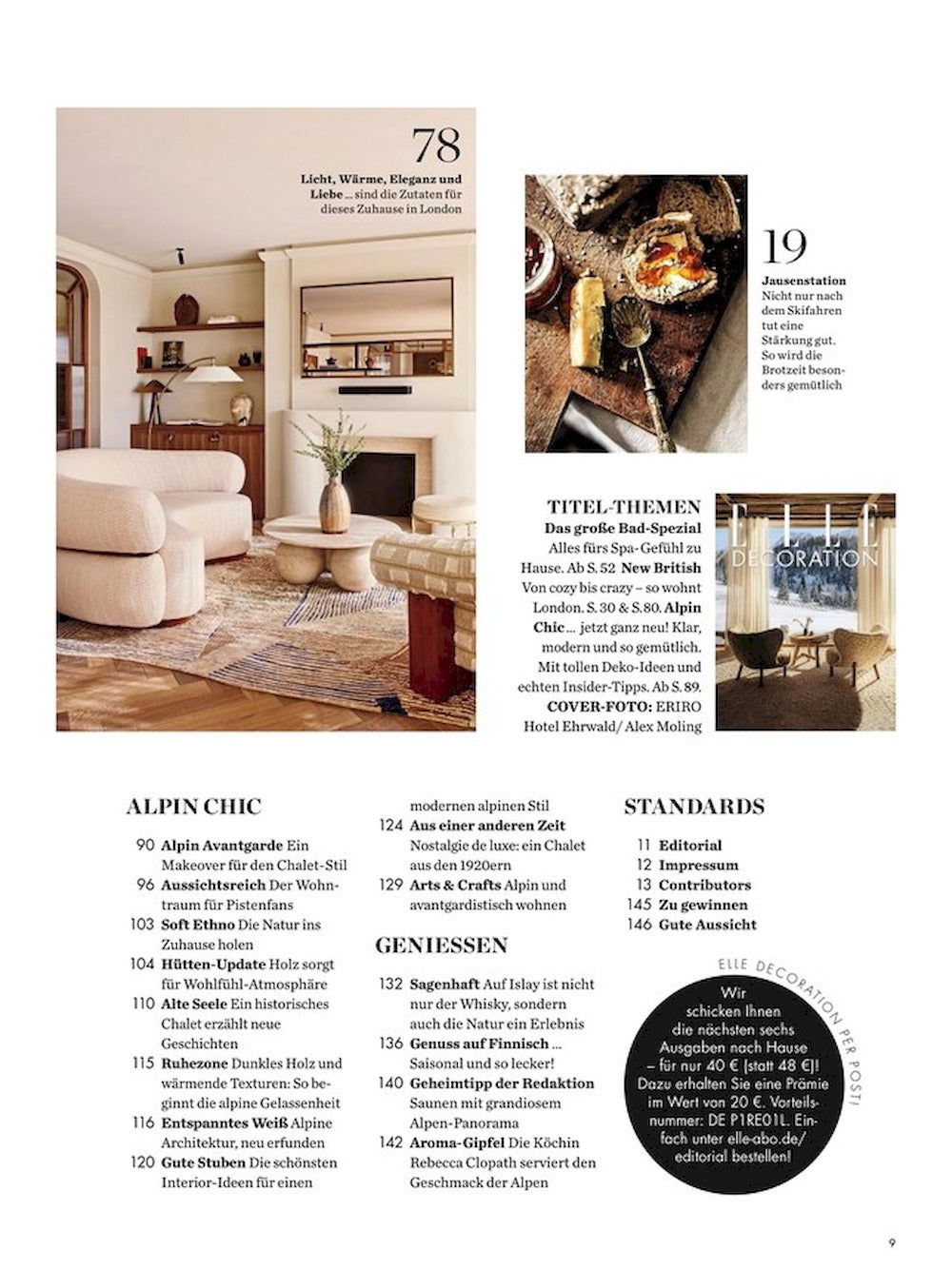 Elle Decoration Magazin Deutschland 2026-01 Alpin Chic British
