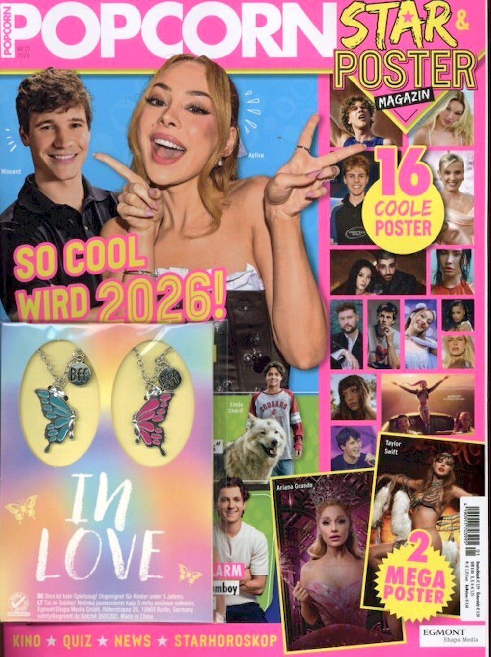 Popcorn Magazin Deutschland 2026-01 Ayliva Taylor Swift Ariana Grande + Poster