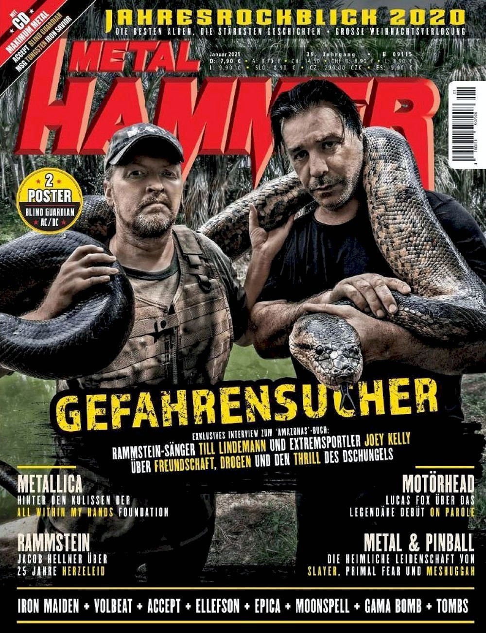 Metal Hammer Magazin Deutschland 2021-01 Rammstein Lindemann + Poster Blind Guardian ACDC AC/DC
