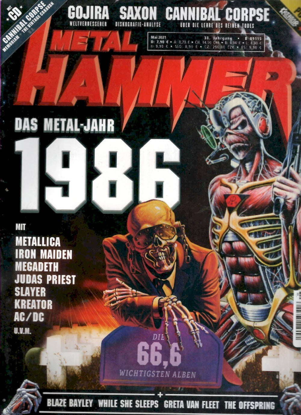 Metal Hammer Magazin Deutschland 2021-05 Iron Maiden Metallica Kreator Gojira + Poster