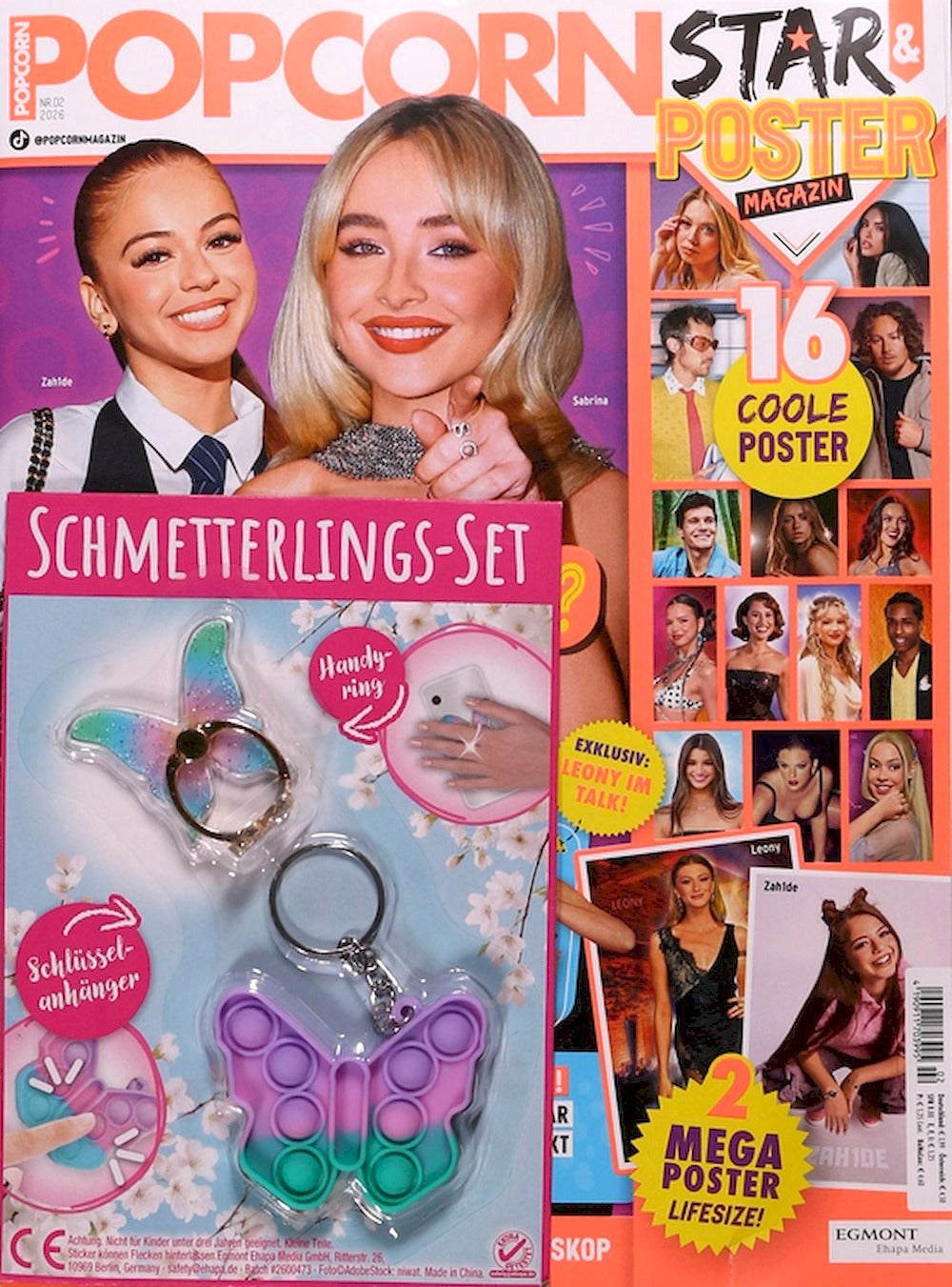 Popcorn Magazin Deutschland 2026-02 Sabrina Carpenter Zahide Leony + Poster
