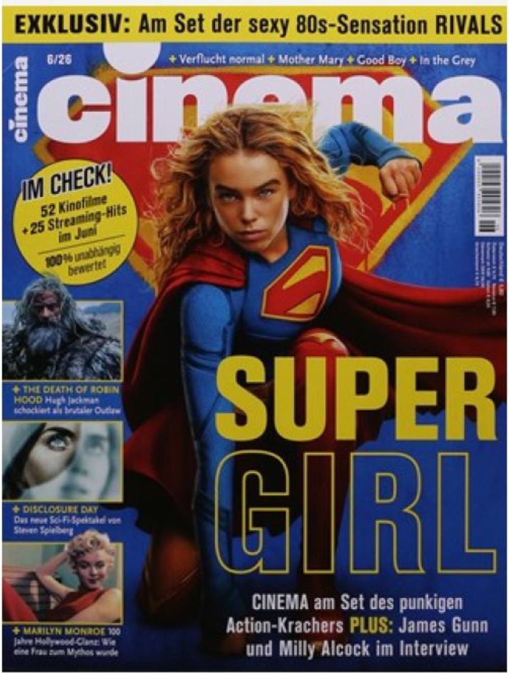 Cinema Magazin Deutschland 2026-06 Milly Alcock James Gunn Steven Spielberg Marilyn Monroe Hugh Jackman