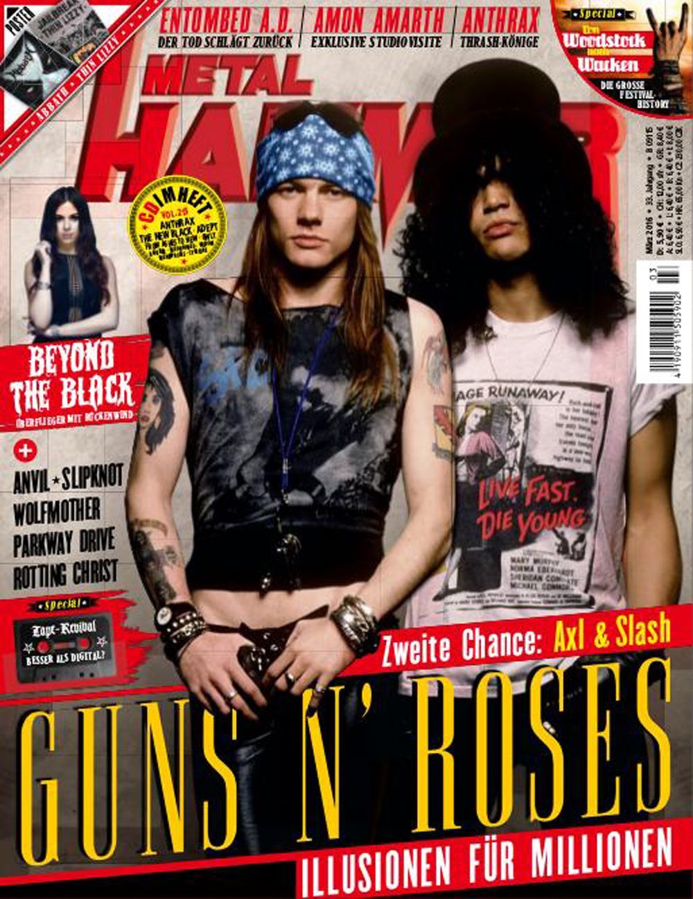 Metal Hammer Magazin Deutschland 2016-03 Guns N' Roses Beyond The Black + CD + Poster