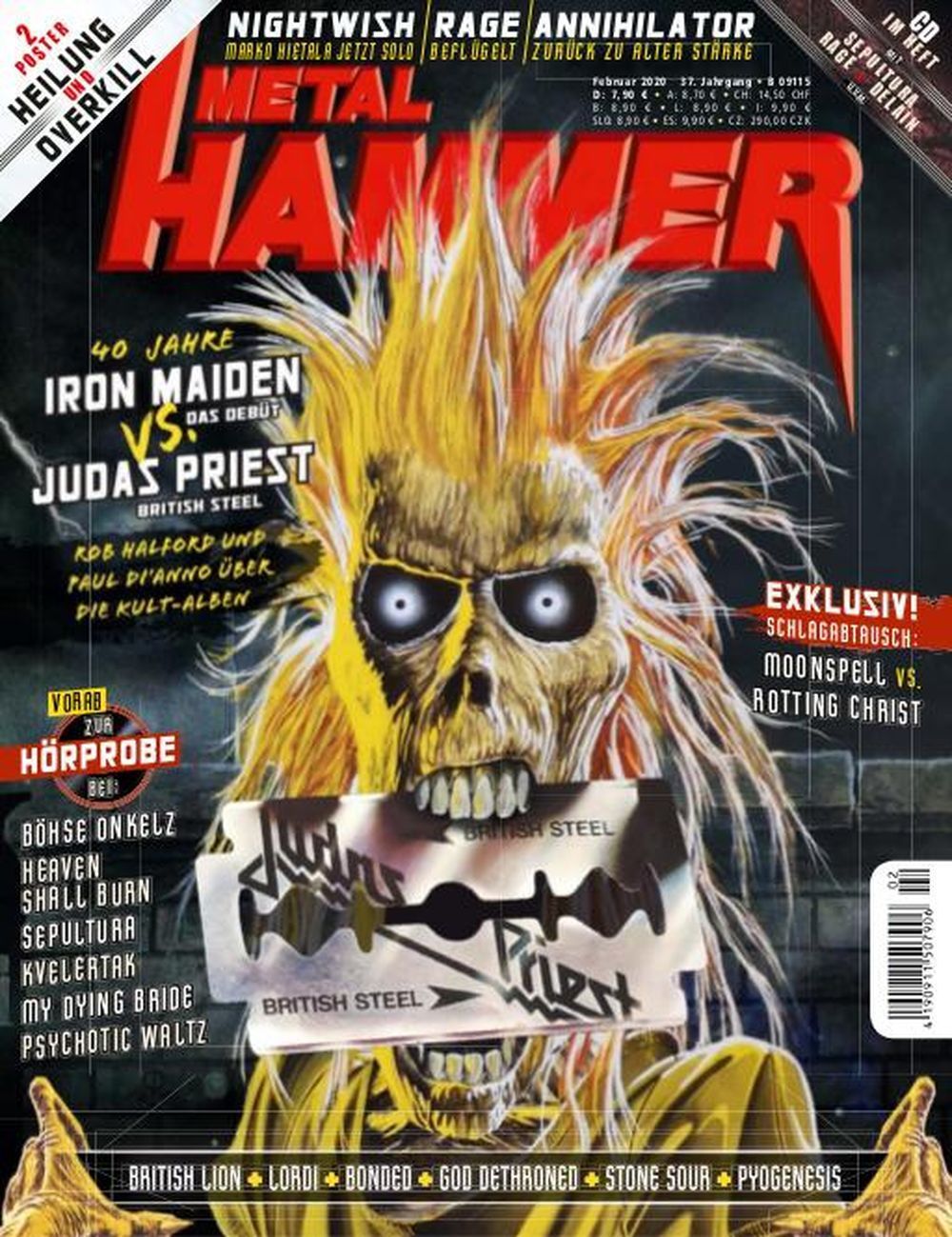 Metal Hammer Magazin Deutschland 2020-02 Iron Maiden Judas Priest + CD + Poster