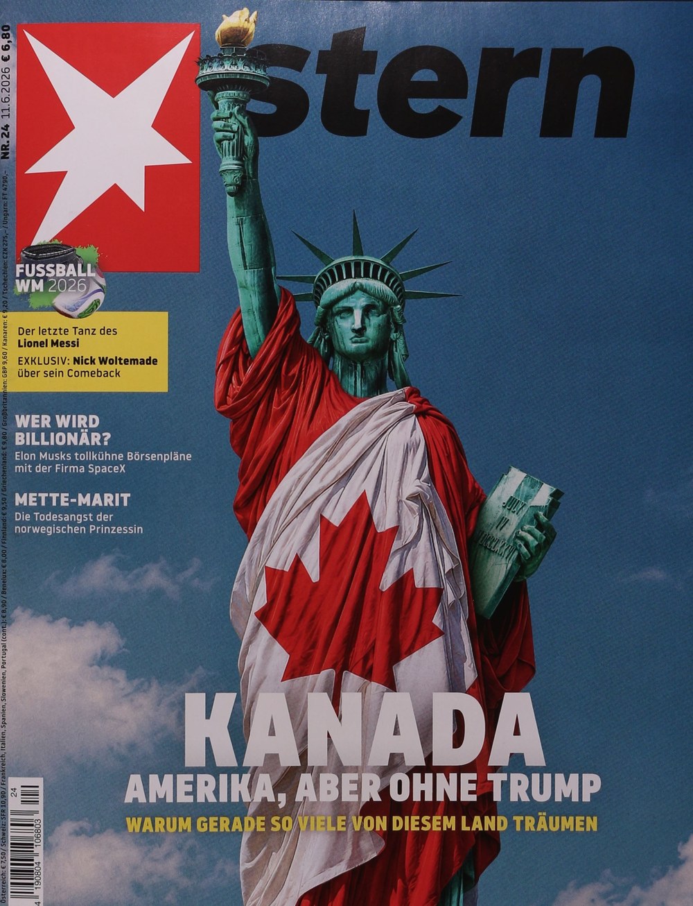 Stern Magazin Deutschland 2026-24 Kanada Lionel Messi Nick Woltemade Elon Musk Mette-Marit