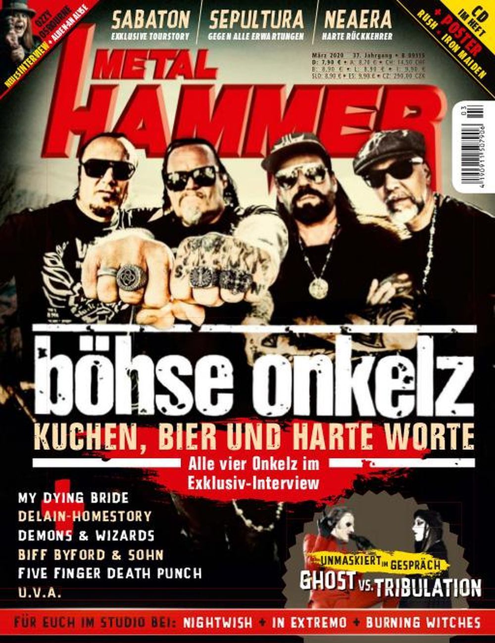 Metal Hammer Magazin Deutschland 2020-03 Böhse Onkelz Sabaton Sepultura + CD + Poster