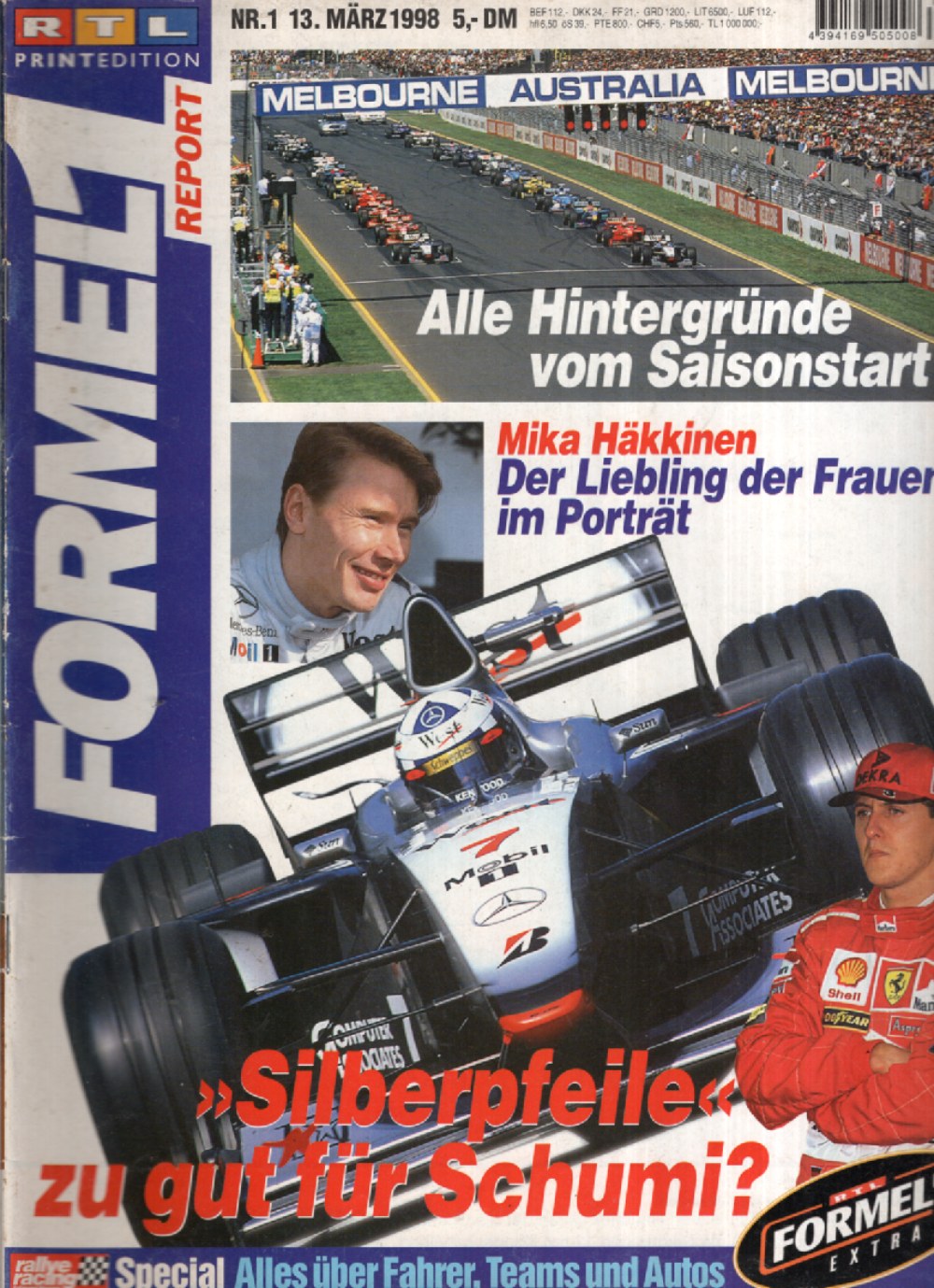 Formel 1 Report Magazin Deutschland 1998-01 Mika Häkkinen Michael Schumacher #1