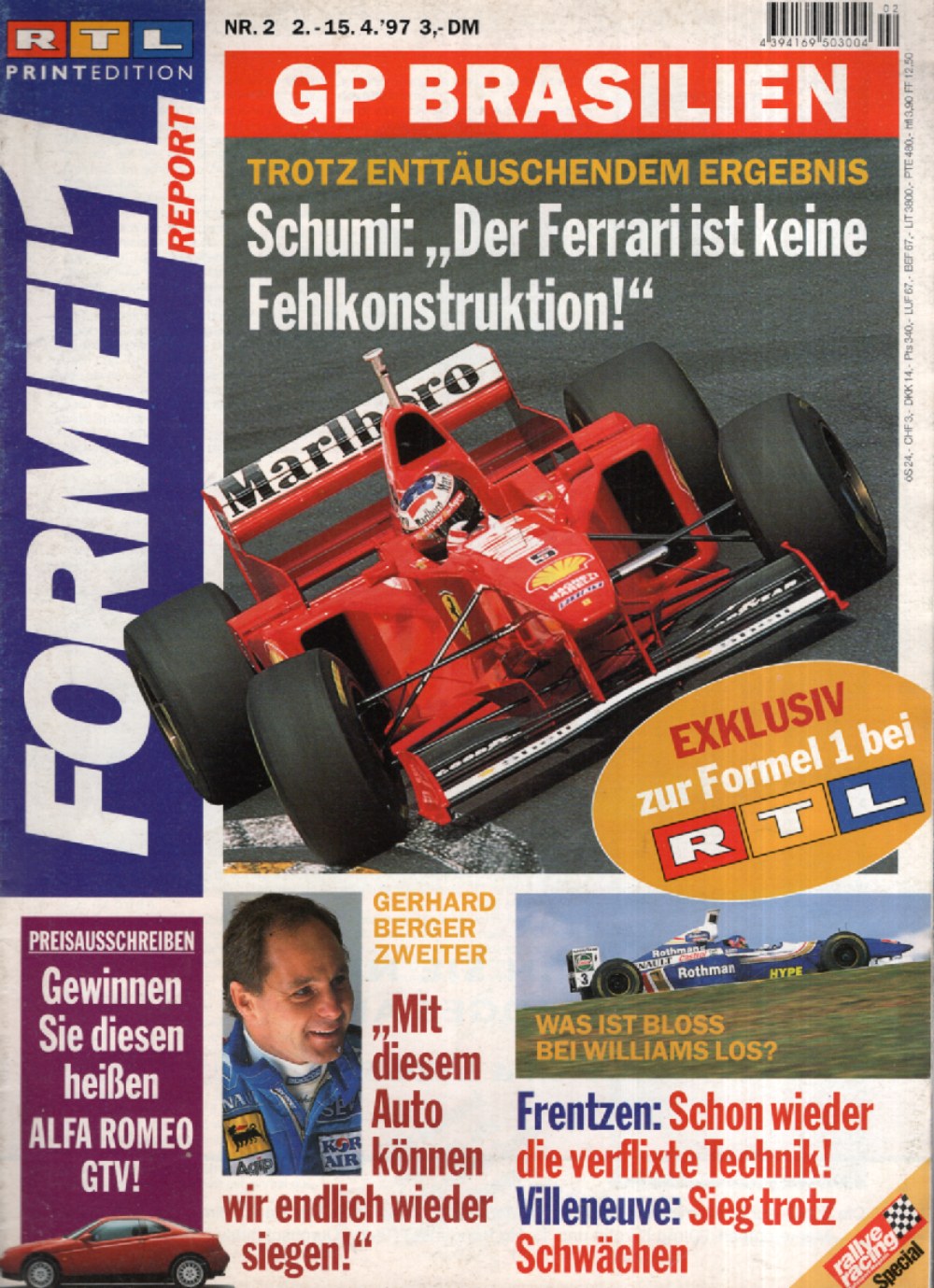 Formel 1 Report Magazin Deutschland 1997 Michael Schumacher Gerhard Berger