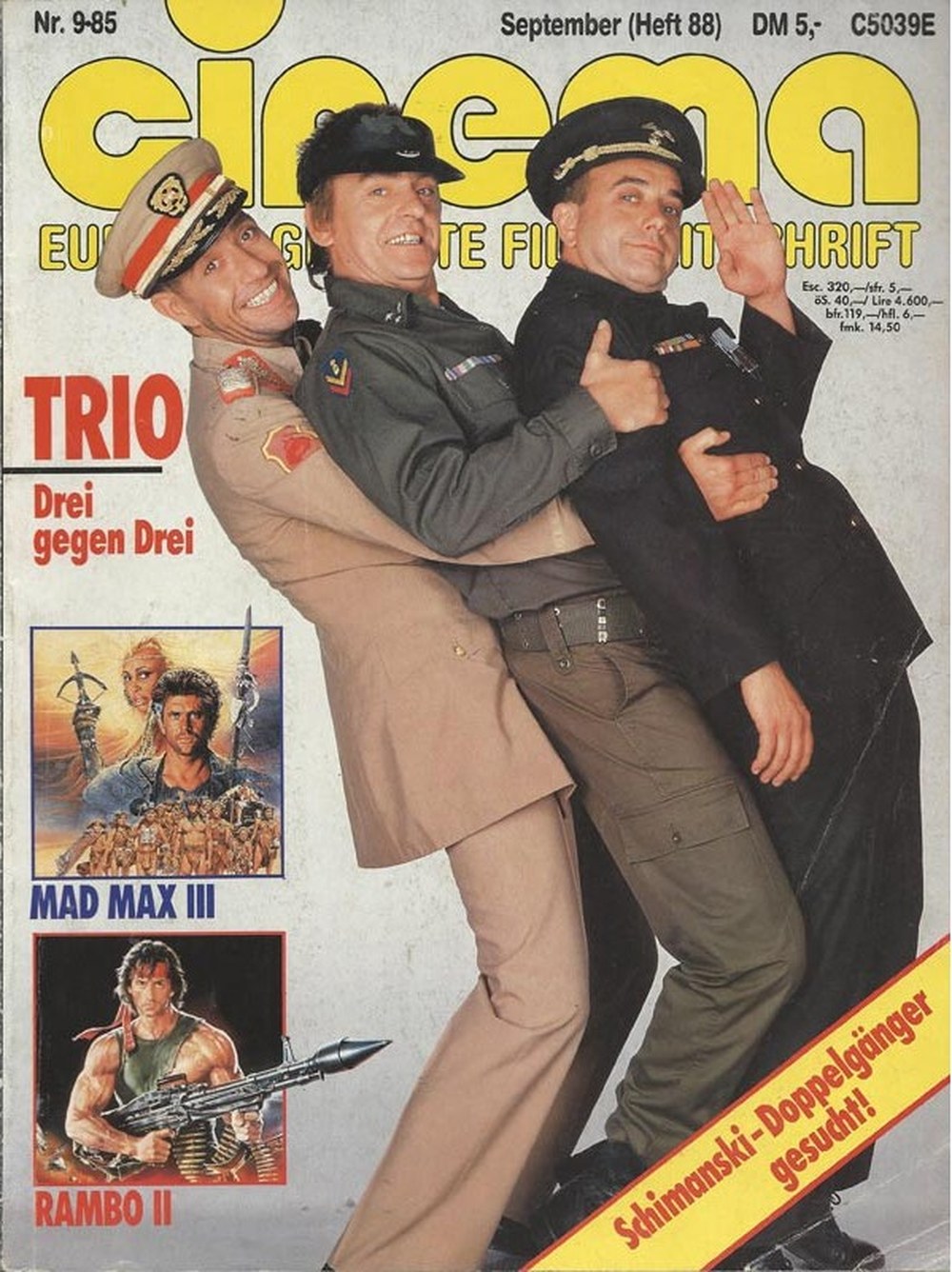 Cinema Magazin Deutschland 1985-09 Trio Mel Gibson Sylvester Stallone