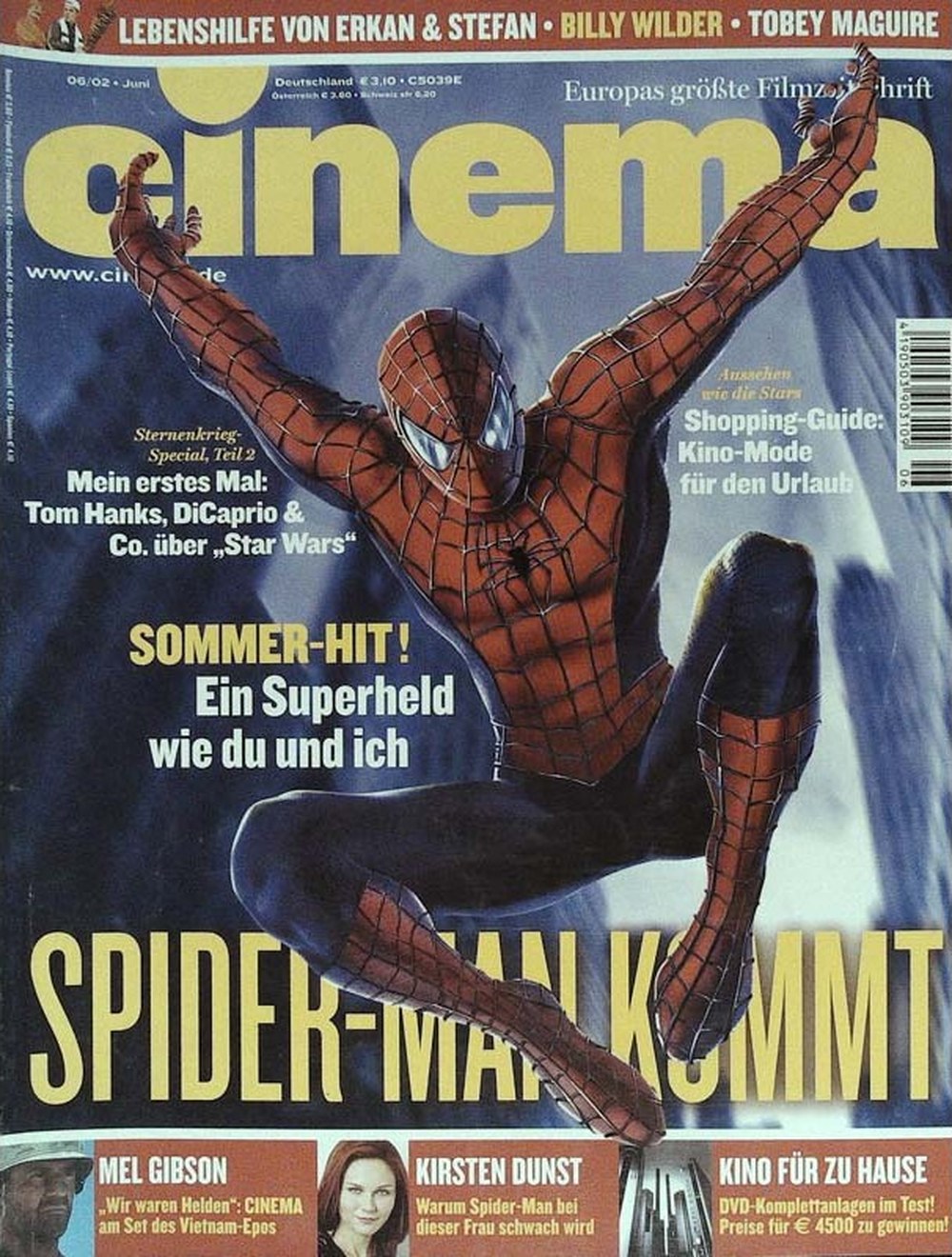 Cinema Magazin Deutschland 2002-06 Spider-Man Mel Gibson Kirsten Dunst Tobey Maguire Tom Hanks
