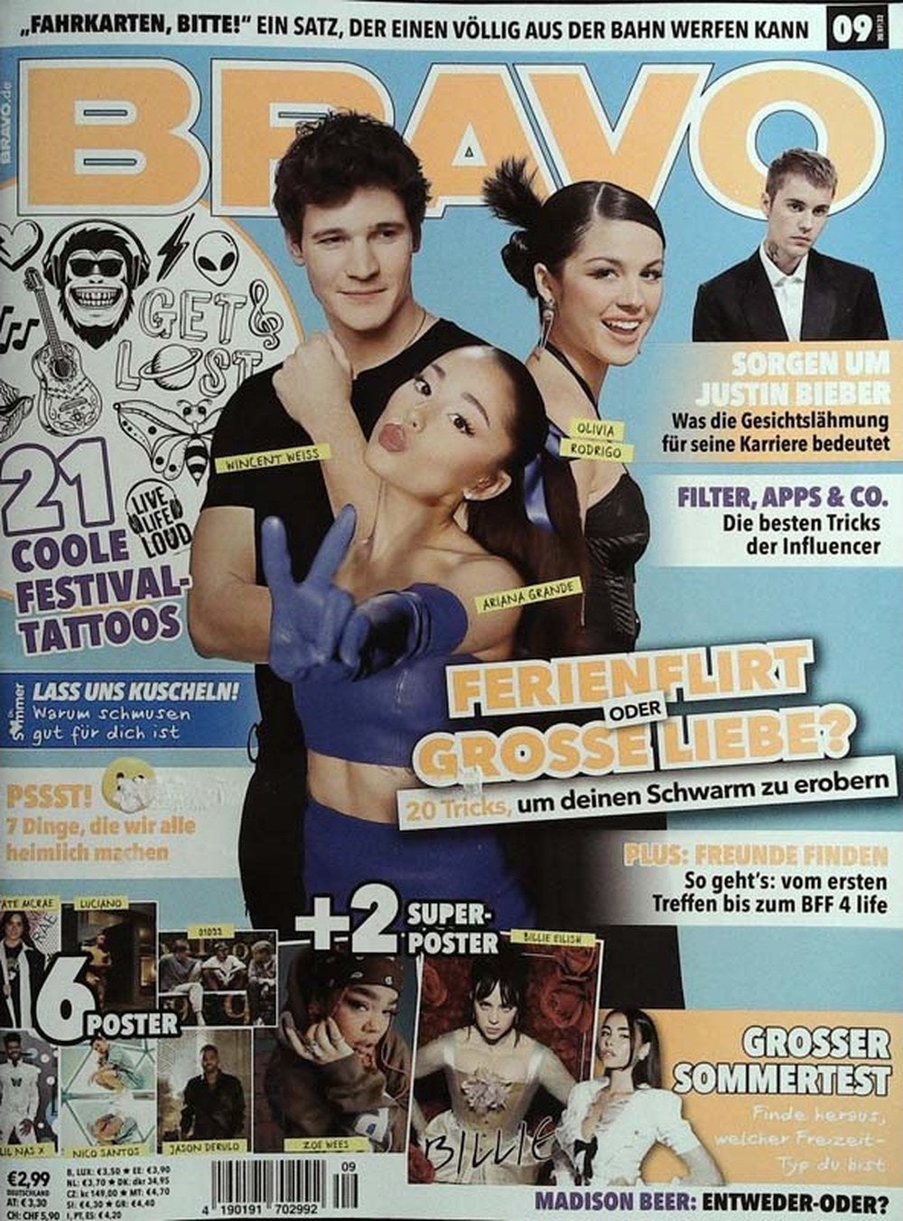 Bravo Magazin Deutschland 2022-09 Ariana Grande Olivia Rodrigo Wincent Weiss Justin Bieber Billie Eilish