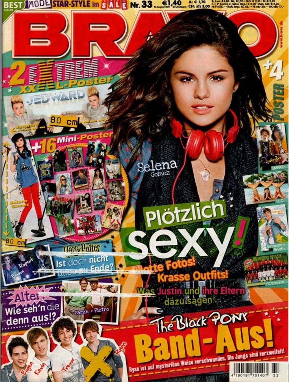 Bravo Magazin Deutschland 2011-33 Selena Gomez Jedward Sarah Connor Pietro Lombardi The Black Pony